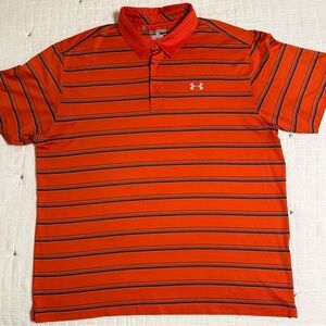 Under Armour Men's Polo in Orange with Black Stripes